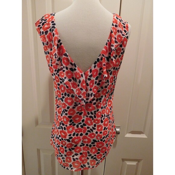 Cabi # 5356 "Flipside Blouse" Floral Print V-Neck Sleeveless Ruffle Blouse SMALL - Picture 7 of 10